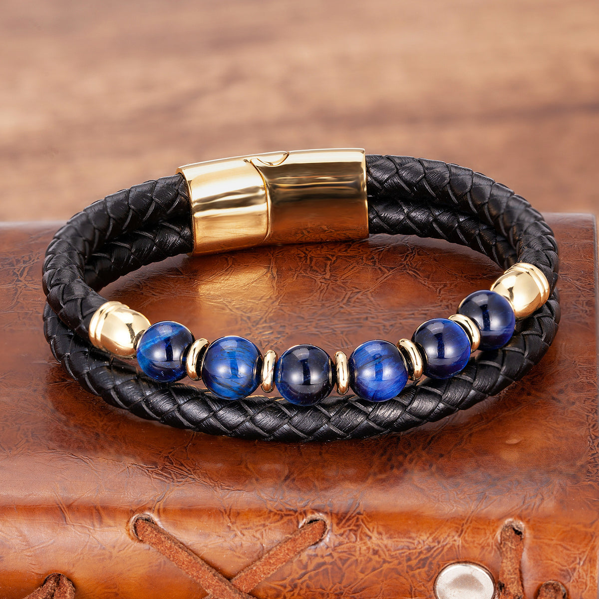 Doppelstrang-Lederarmband mit Tigerauge – Bild 5 | LuxeStyle