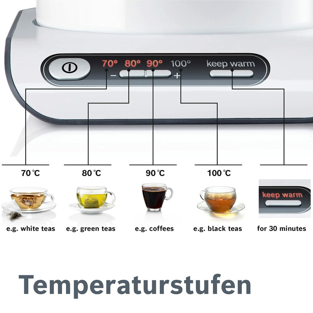 Wasserkocher BOSCH TWK8611P 2400 W Weiß Grau Anthrazit plástico,acero