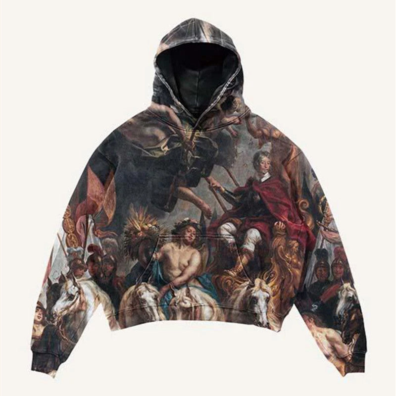 Retro-Hoodie mit Cartoon-Muster