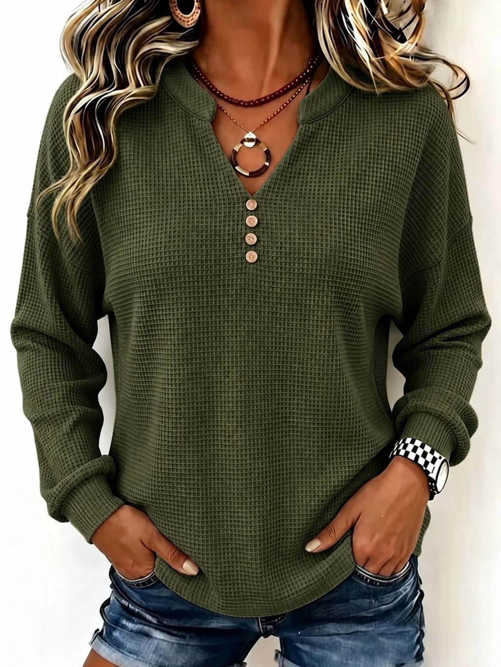 V-Ausschnitt Langarmshirt – Bild 8 | LuxeStyle