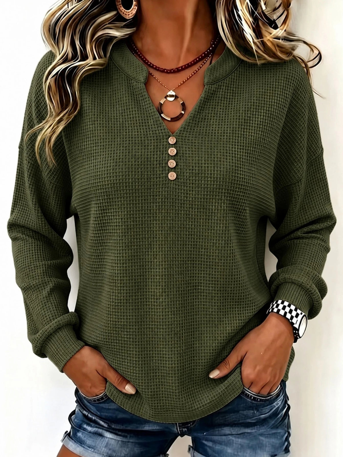 V-Ausschnitt Langarmshirt – Bild 8 | LuxeStyle