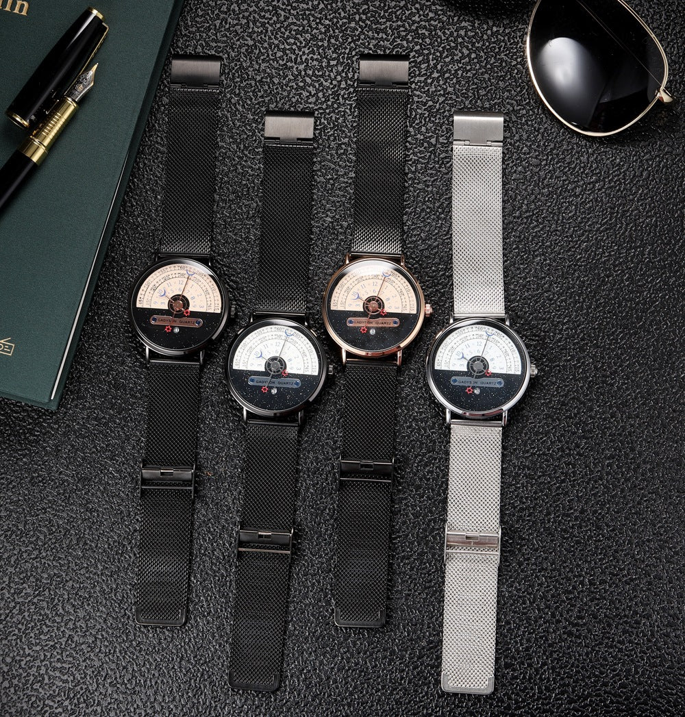 Quarz-Herrenuhr mit Kalender und Milanaise-Armband – Bild 3 | LuxeStyle