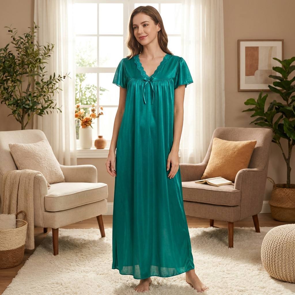 V-Ausschnitt Maxikleid mit Spitze