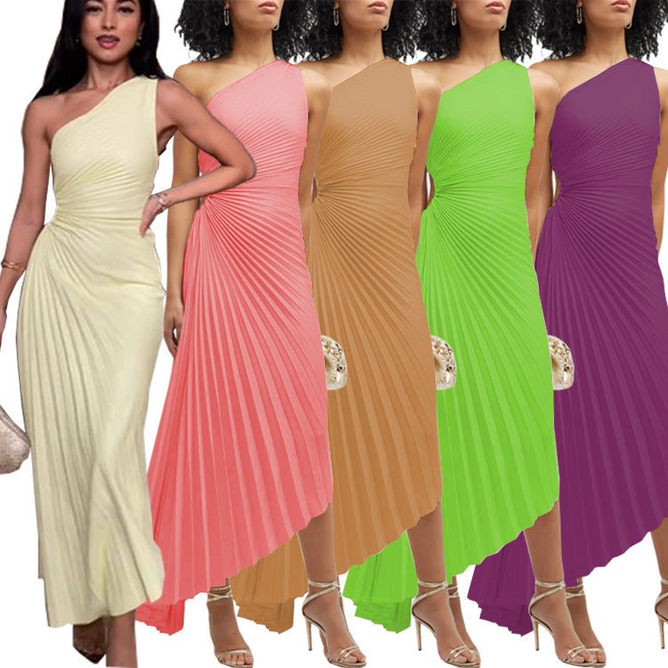 One-Shoulder Plisseekleid – Bild 5 | LuxeStyle