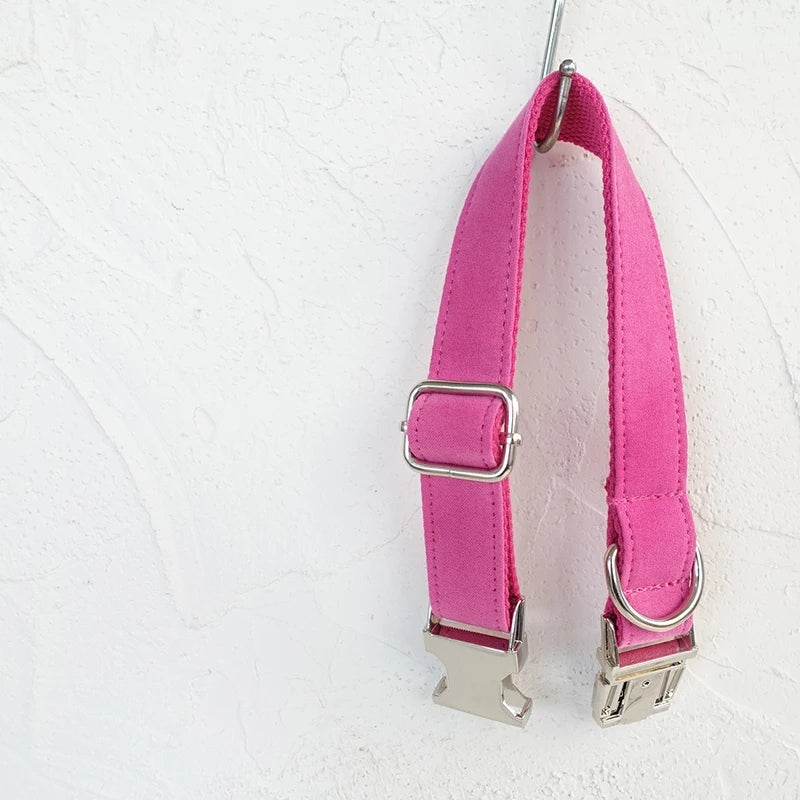 Hundehalsband und Leine aus rosa Samt – Bild 3 | LuxeStyle