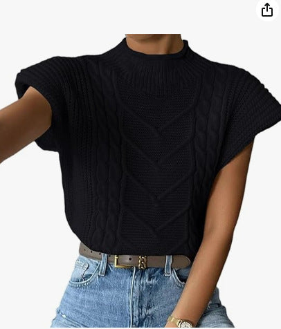 Rollkragen Strickweste für Damen