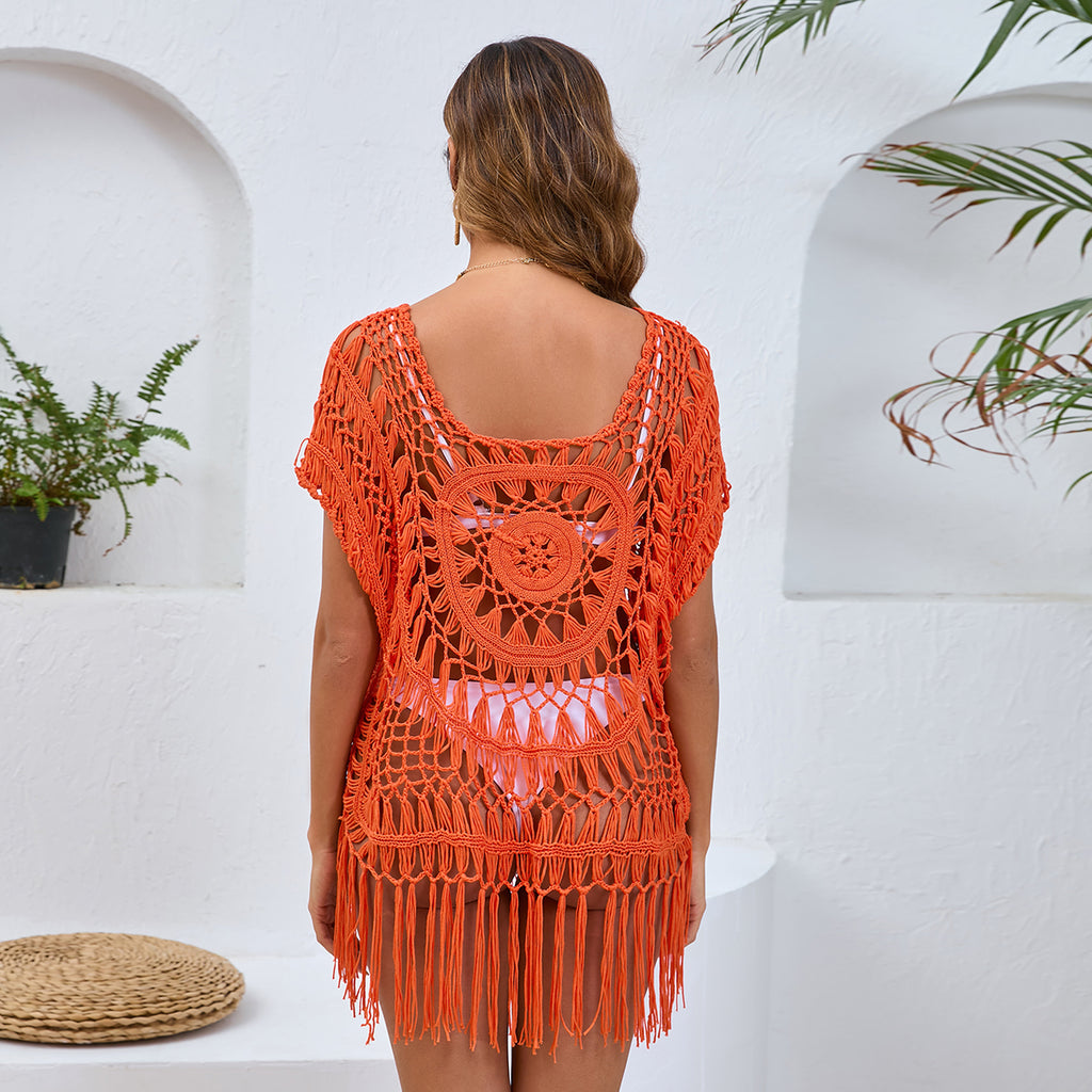 Gehäkeltes Bikini Cover-Up mit Quasten