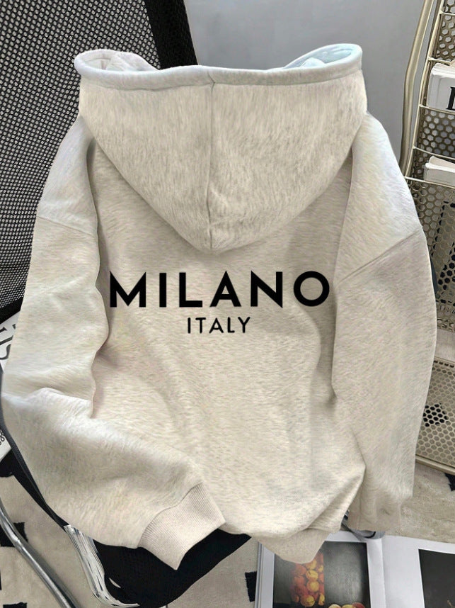 Cartoon Print Loose Hoodie für Damen