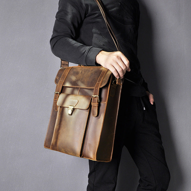 Leder-Rucksack für Herren, braun, 36 × 12 × 30 cm – Bild 7 | LuxeStyle