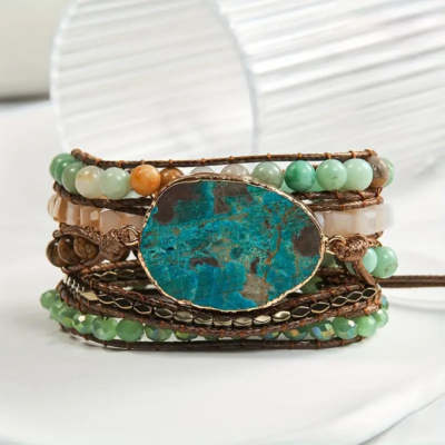 Boho Armband mit Naturstein und Glasperlen | LuxeStyle