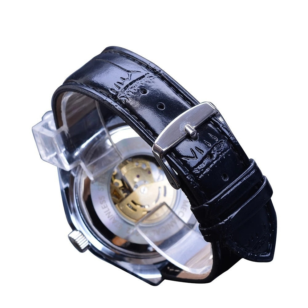 Automatische mechanische Armbanduhr mit blauem Glas – Ansicht 3