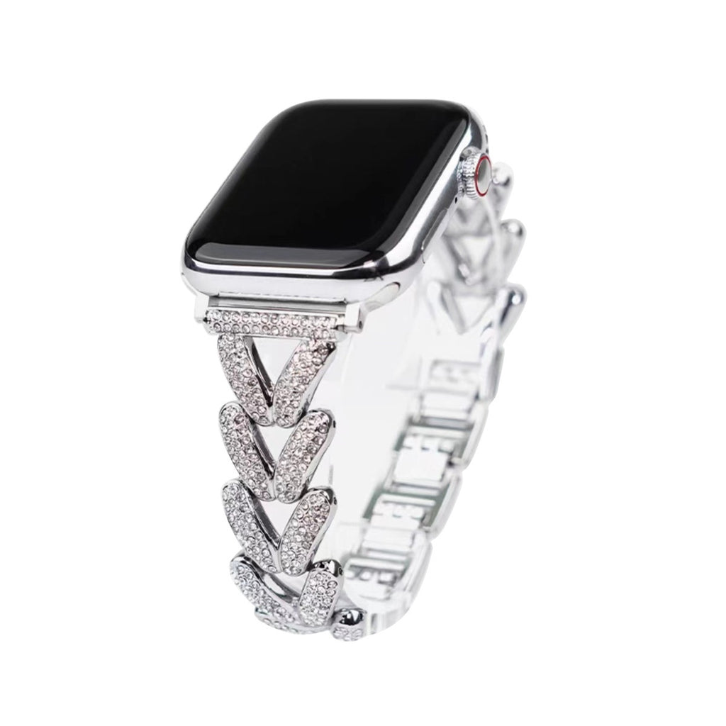 V-förmiges Metallarmband mit Diamanten