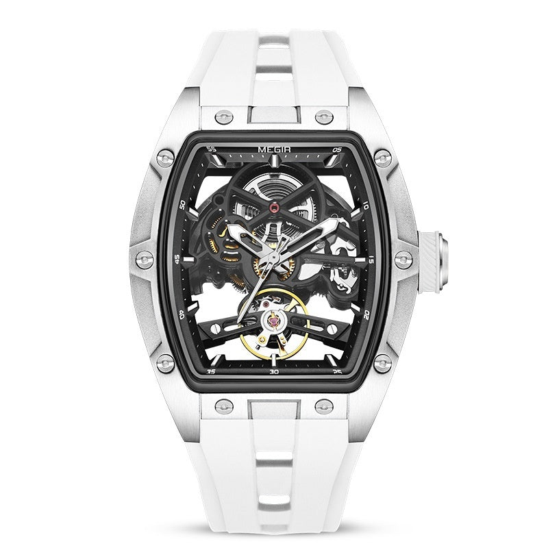 Herrenarmbanduhr Stahlgehäuse Automatik Silikonarmband