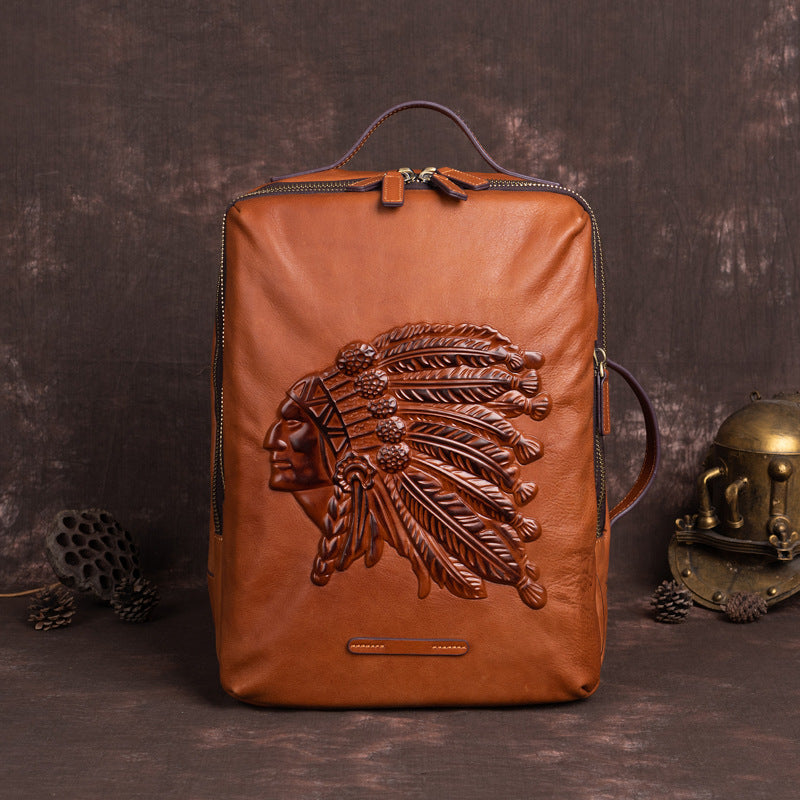 Rindsleder-Rucksack für Herren im Retro-Stil