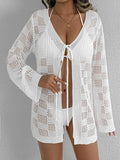 Langes Strickjäckchen mit Lochmuster – Bild 1 | LuxeStyle