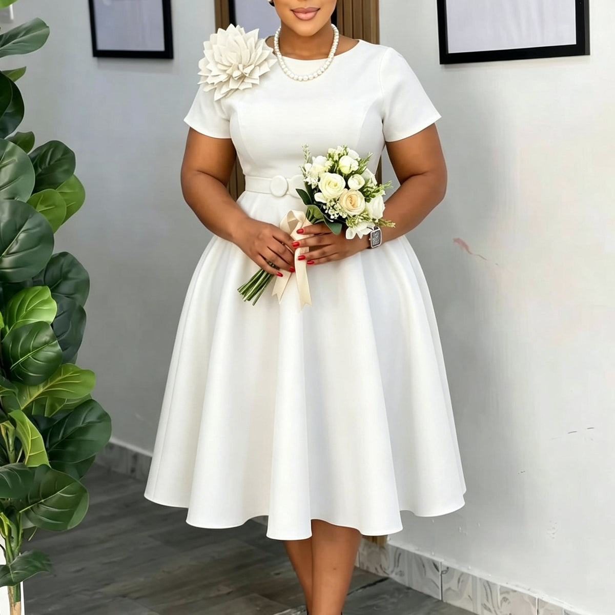 Damenkleid mit grossflächigem Blumenmuster – Bild 7 | LuxeStyle