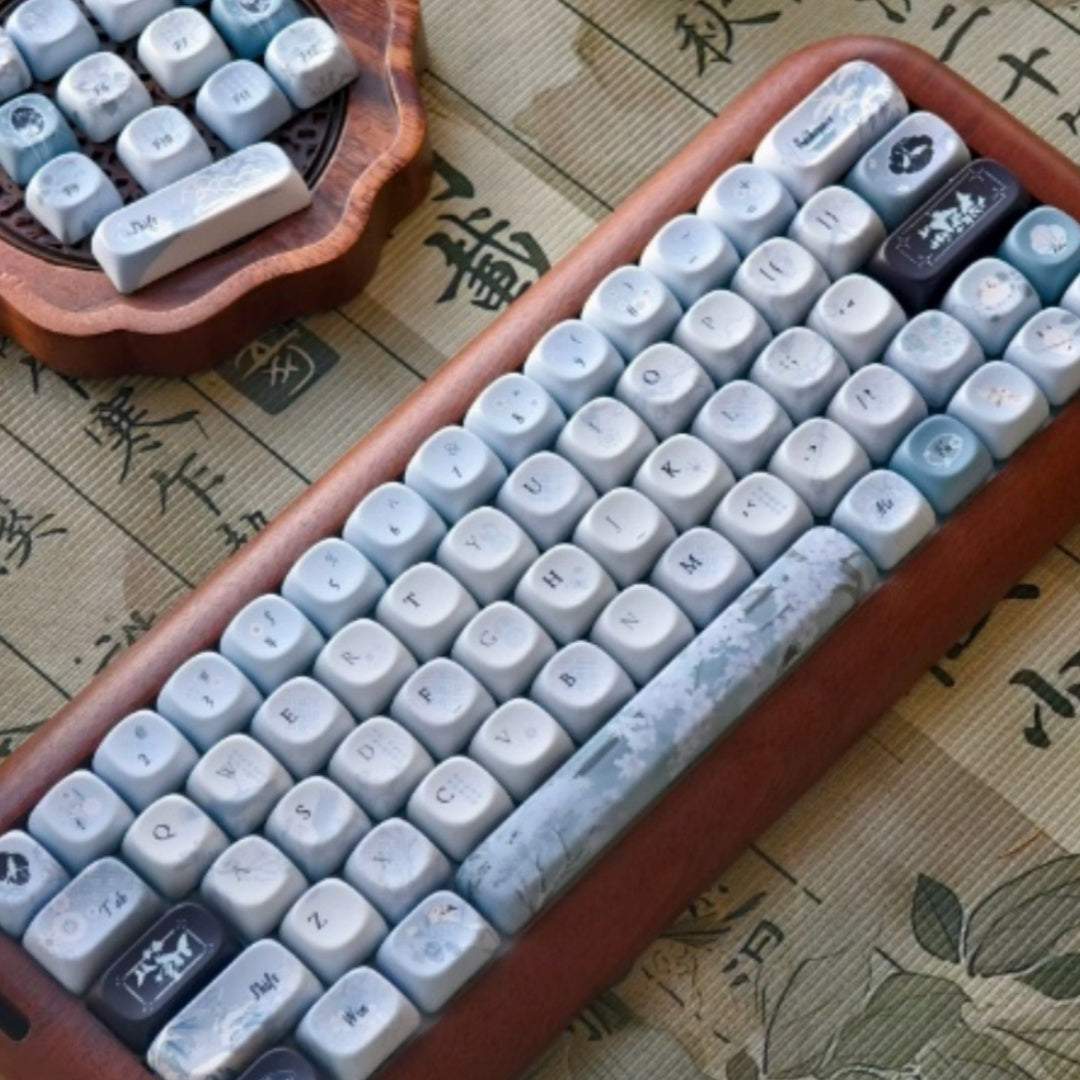 PBT Keycaps: Retro Pflaumenblüten-Design
