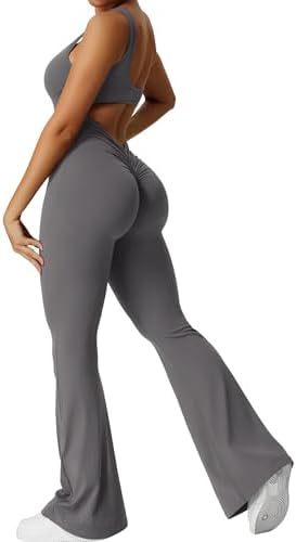 Ärmelloser flared Jumpsuit für Yoga & Fitness