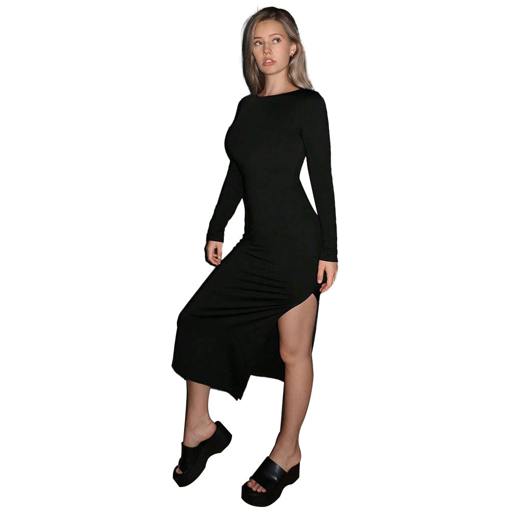 Bodycon Kleid mit Rückenausschnitt und Schlitz – Bild 5 | LuxeStyle