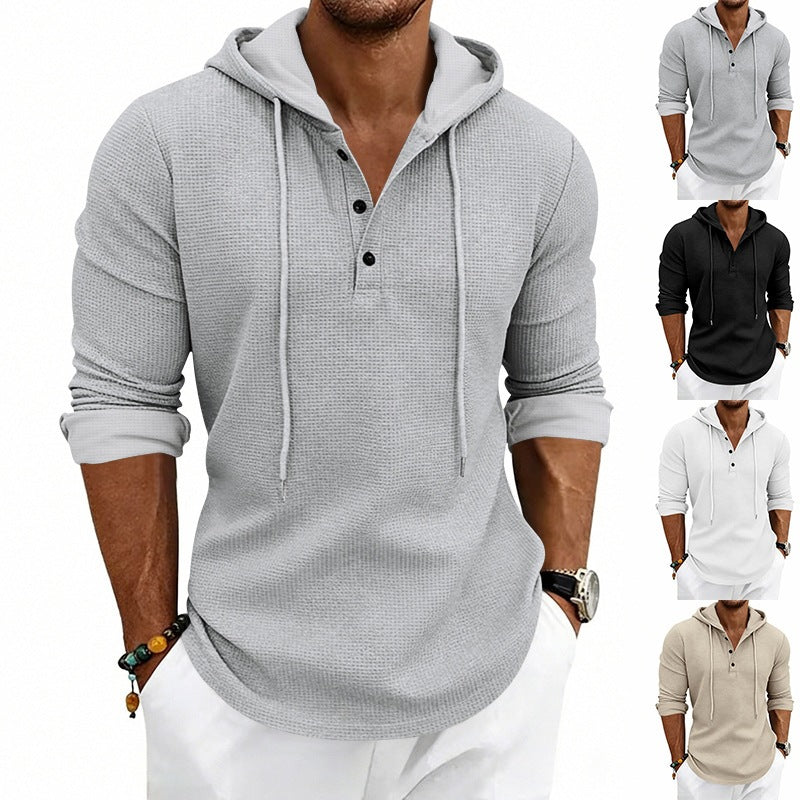 Retro Henley Langarm-Sweatshirt