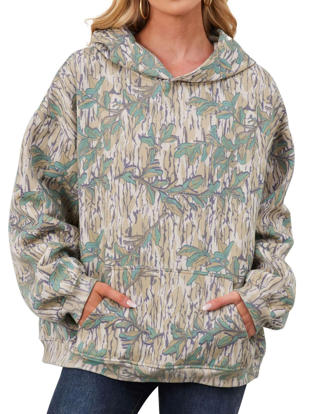 Damen Hoodie mit Ahornblatt-Camouflage-Print