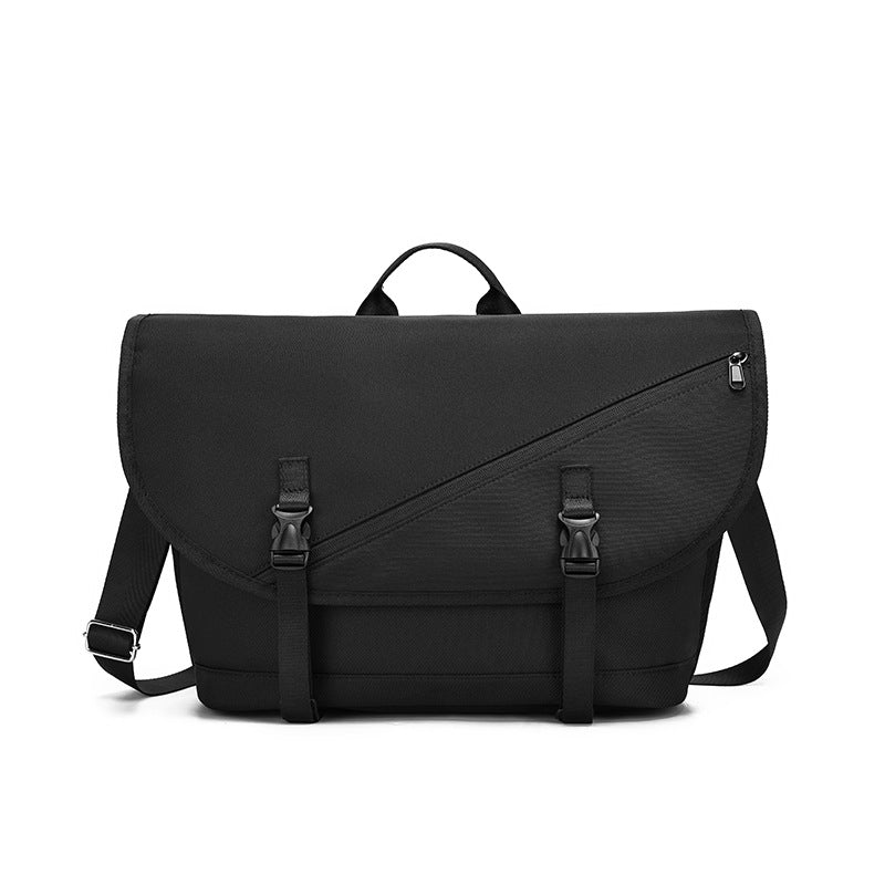Grosses Schultertasche aus Polyester, 16 Zoll, schwarz – Bild 3 | LuxeStyle