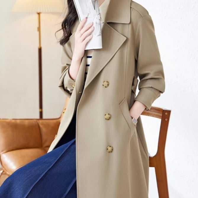 Schwarzer Mid‑Length‑Trench‑Coat | LuxeStyle