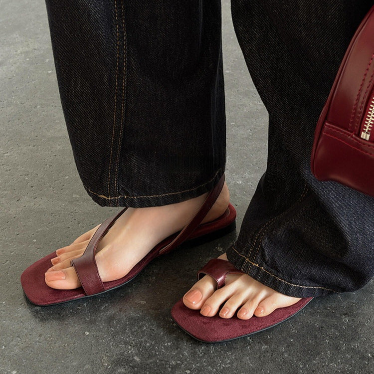 Retro-Sandalen mit eckiger Zehenpartie