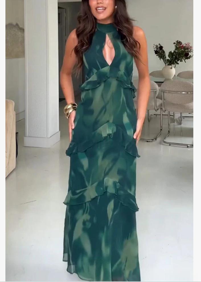 Chic Damenkleid mit Halterneck und Print – Bild 2 | LuxeStyle