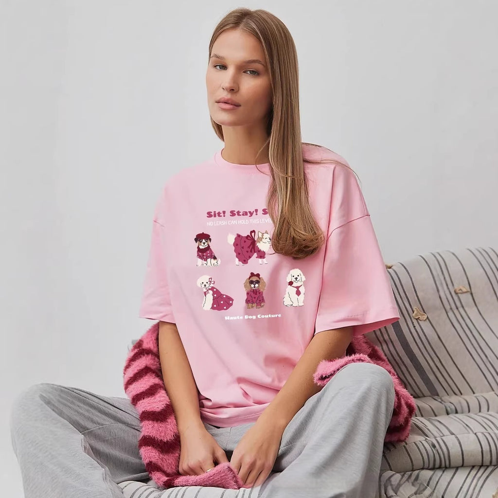Kurzes Freizeit-Top mit Geometrie-Muster