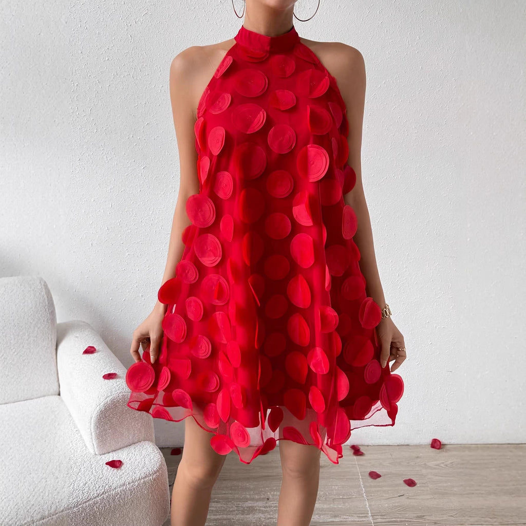 Florales Neckholder-Abendkleid