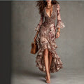 Vintage Leoparden-Print Maxi-Kleid mit Blumenmuster | LuxeStyle