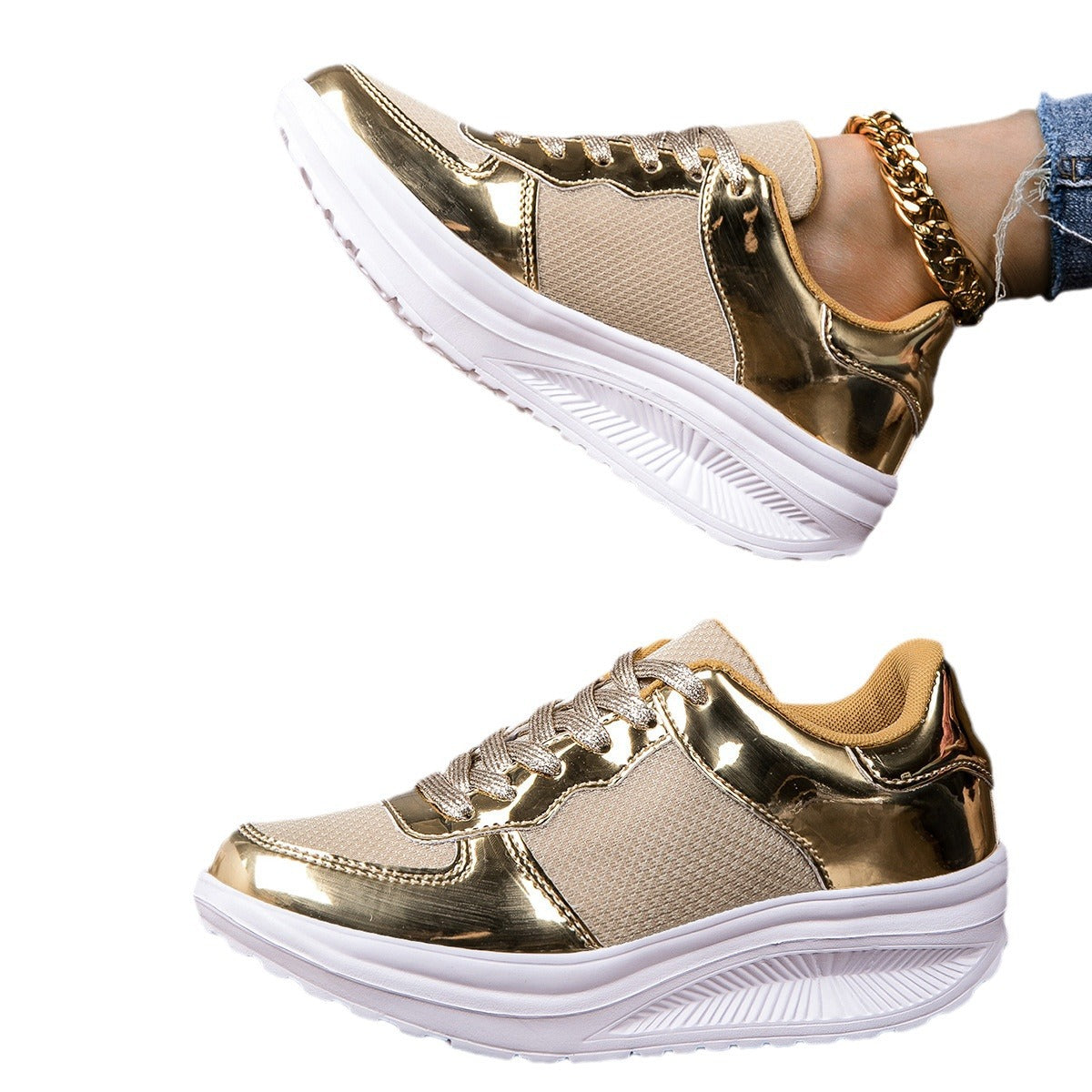 Atmungsaktiver Sneaker mit Schaukelsohle | LuxeStyle