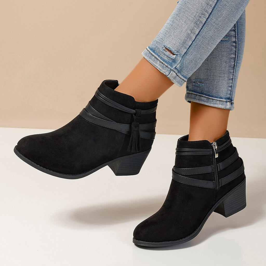 Stiefeletten mit Chunky-Absatz aus Wildleder