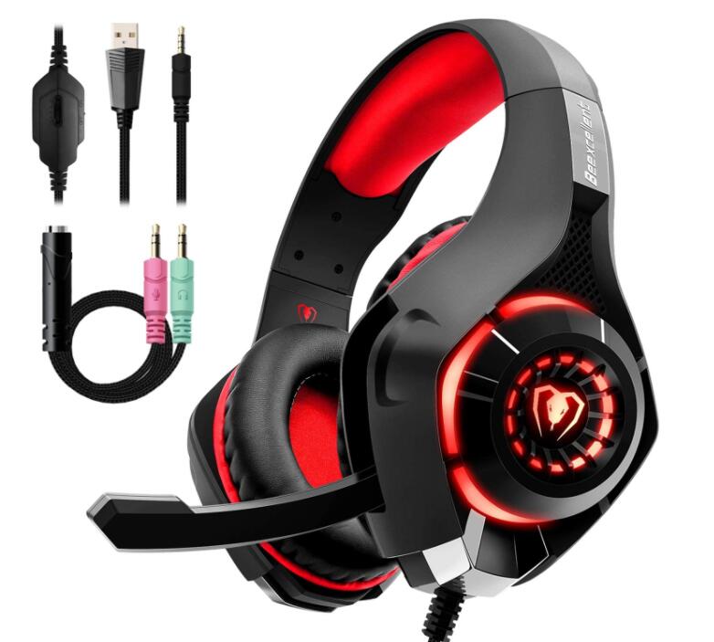 Gaming-Headset mit LED-Licht & Tiefbass für PS4/PC