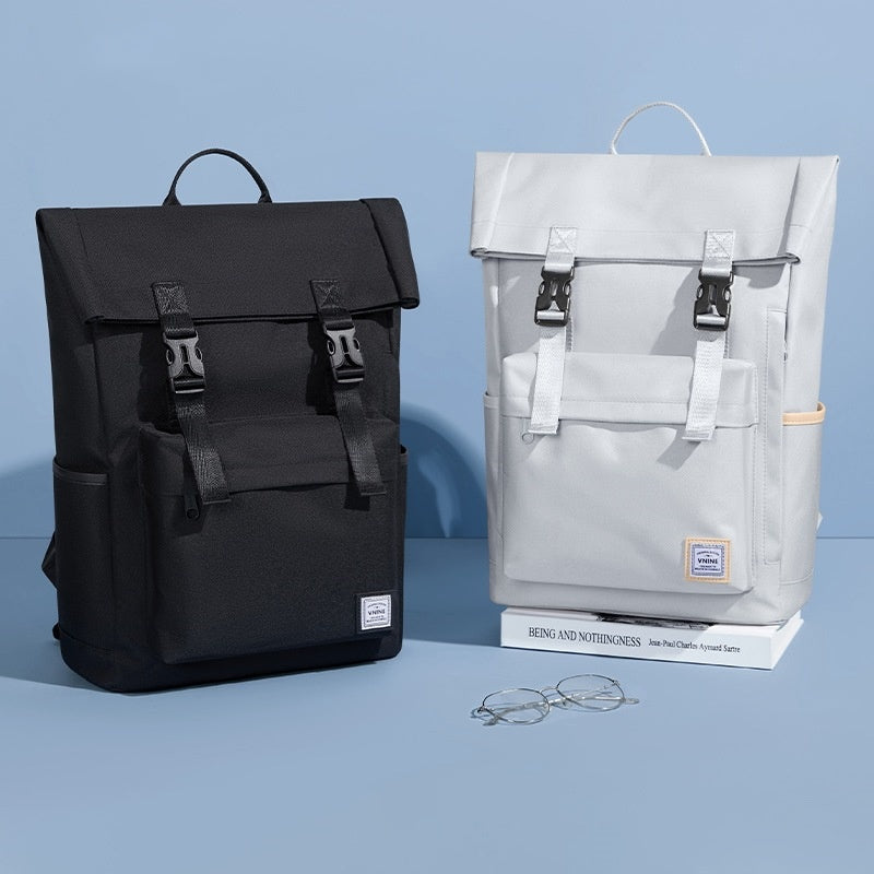 Schulrucksack für Laptop – Morning Mist Gray – Bild 3 | LuxeStyle