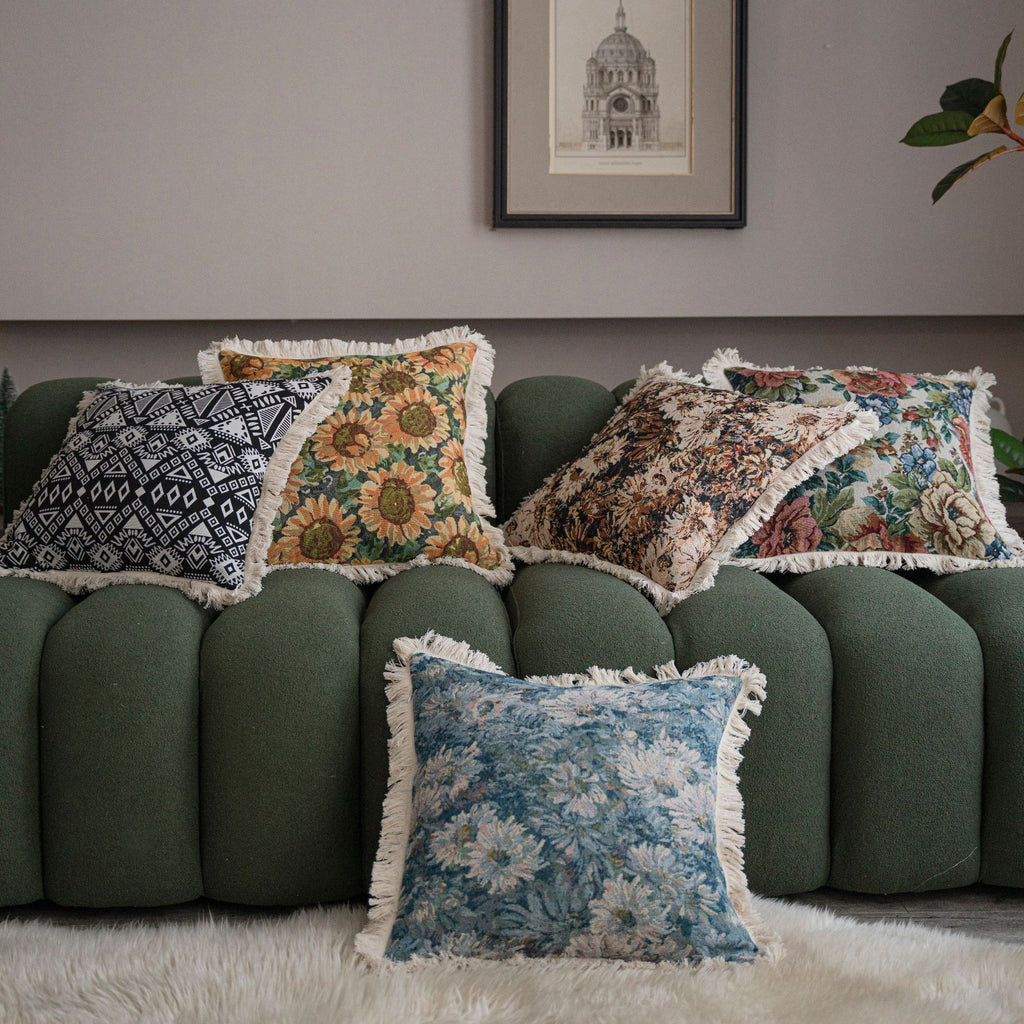 Jacquard Kissenbezug mit Pflanzenmuster