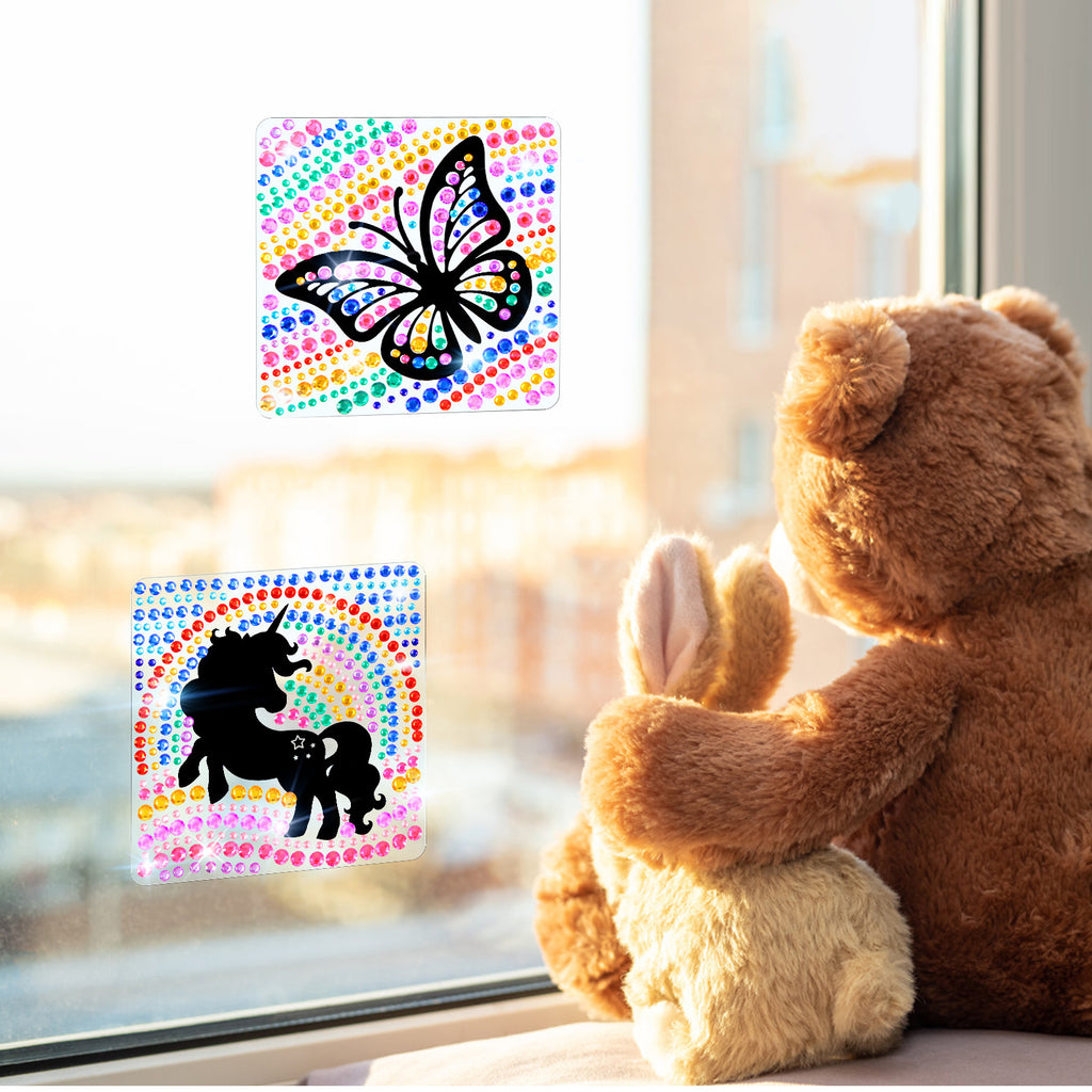 4er-Set DIY Fensterbilder mit Kristalleffekt
