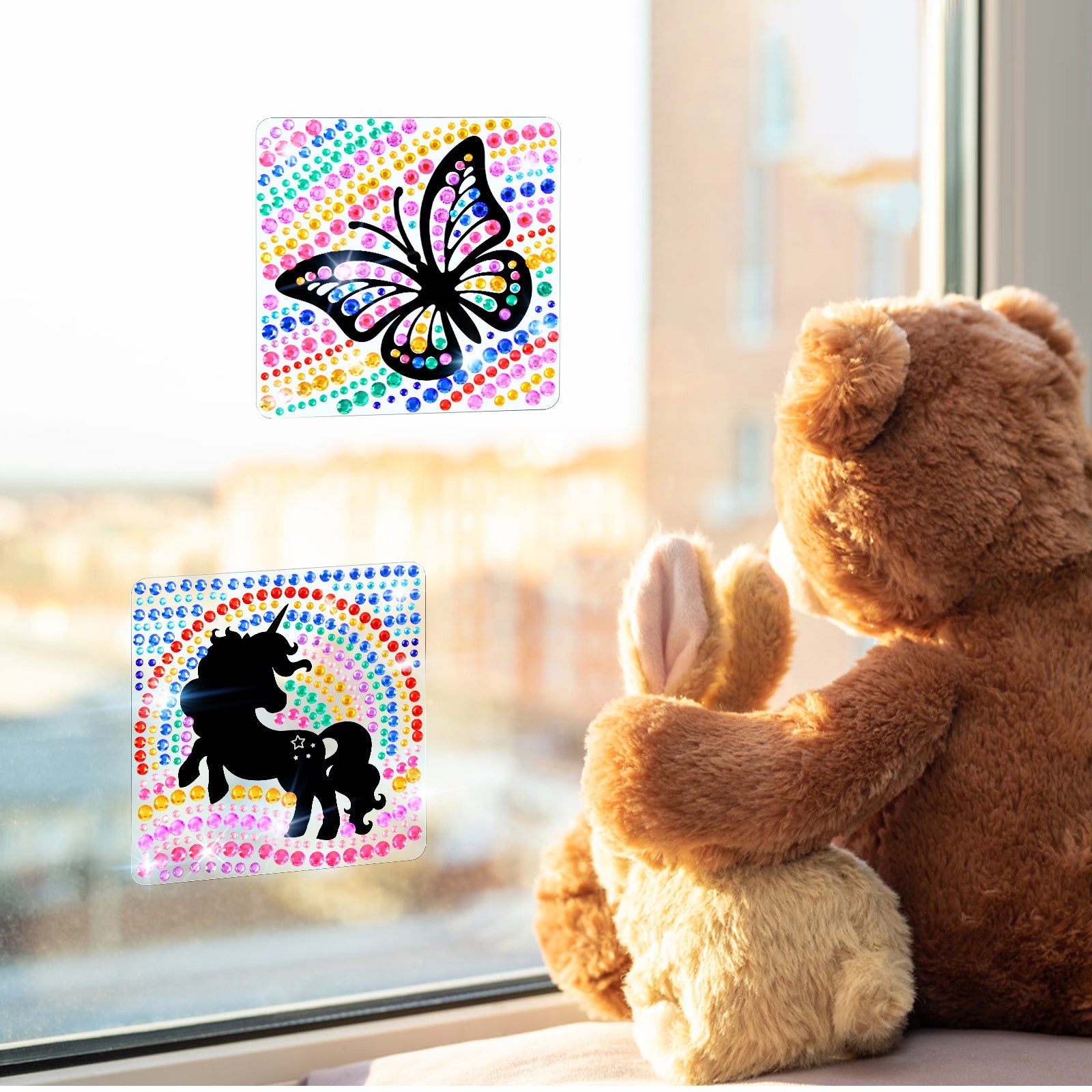 4er-Set DIY Fensterbilder mit Kristalleffekt