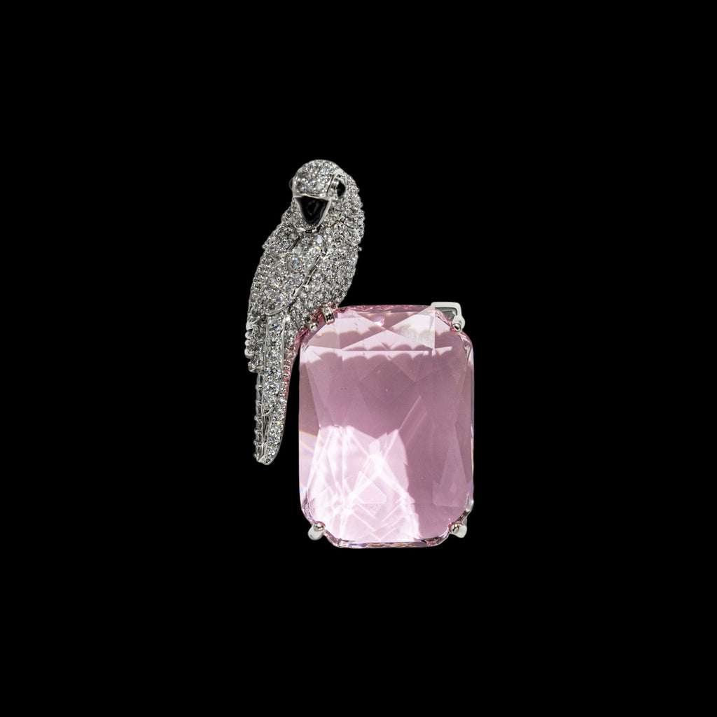 Kristallpapageien-Brosche in Grün und Rosa | LuxeStyle