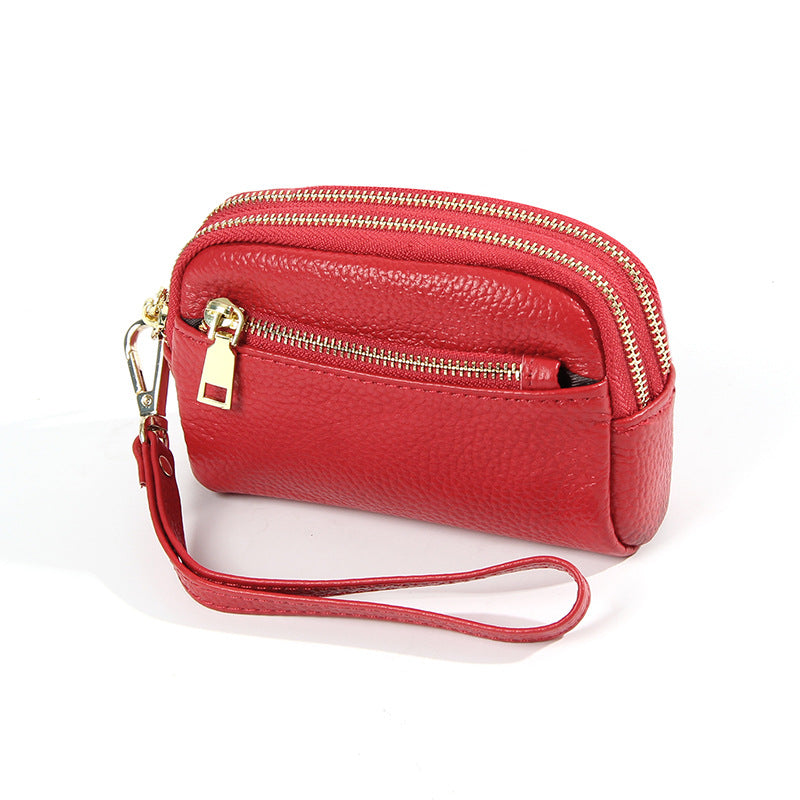 Minimalistische Leder-Münztasche mit drei Reissverschlüssen – Bild 7 | LuxeStyle