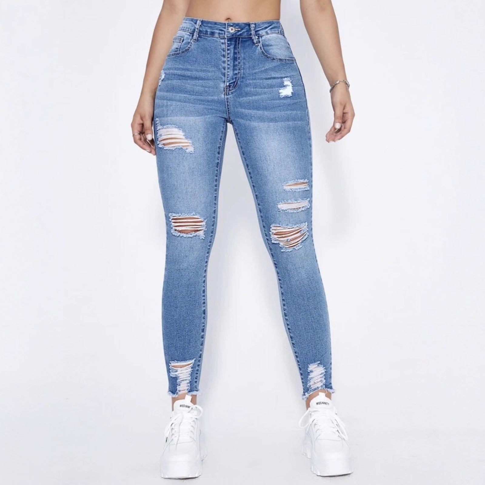 Gerissene Slim-Fit Dehnbare Damenjeans
