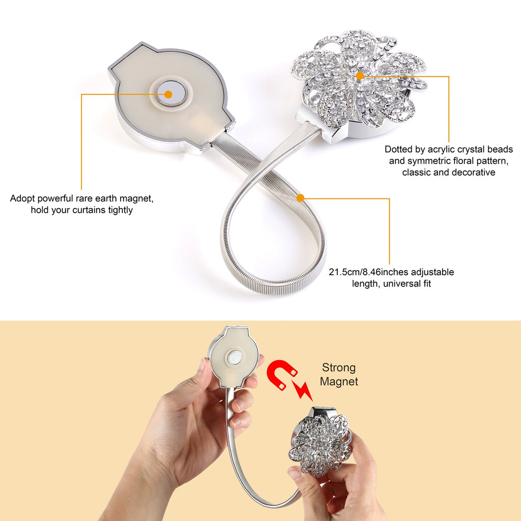Magnetische Vorhang-Raffhalter mit Blumenmuster (2er-Set)