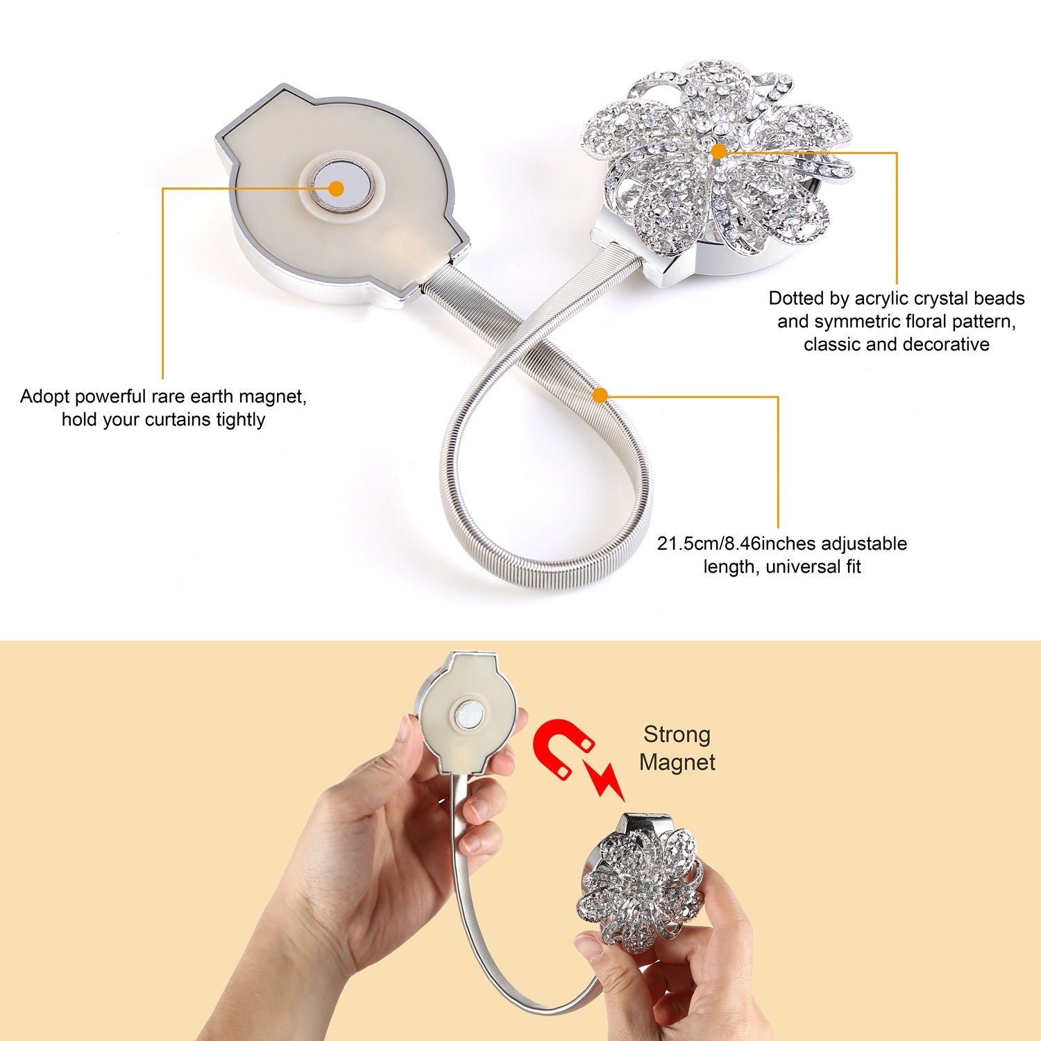 Magnetische Vorhang-Raffhalter mit Blumenmuster (2er-Set)