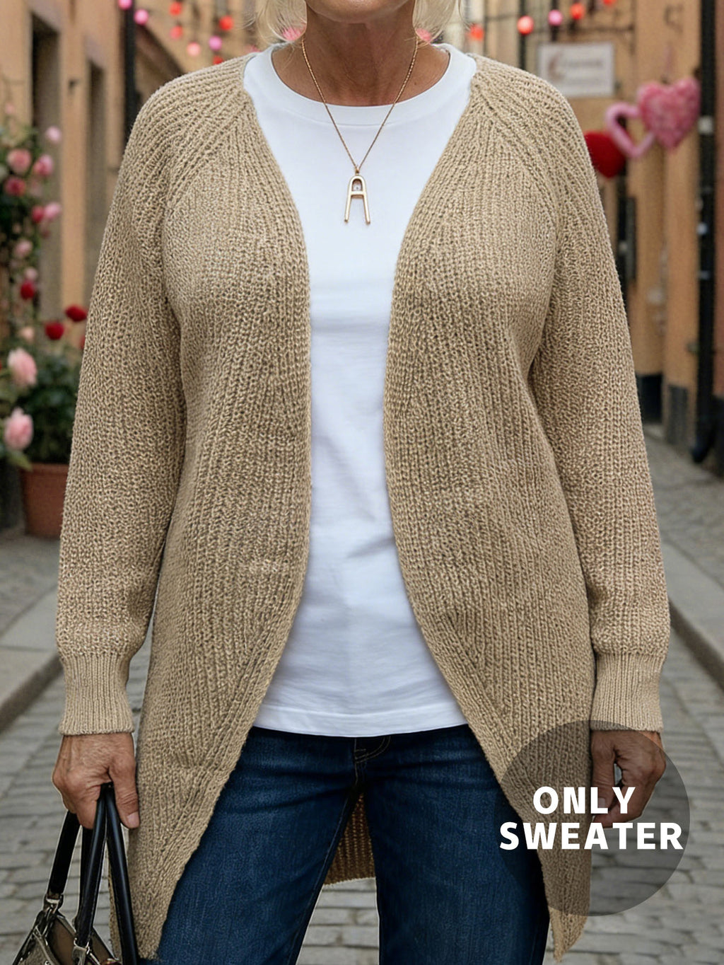 Strick-Cardigan mit Lochmuster