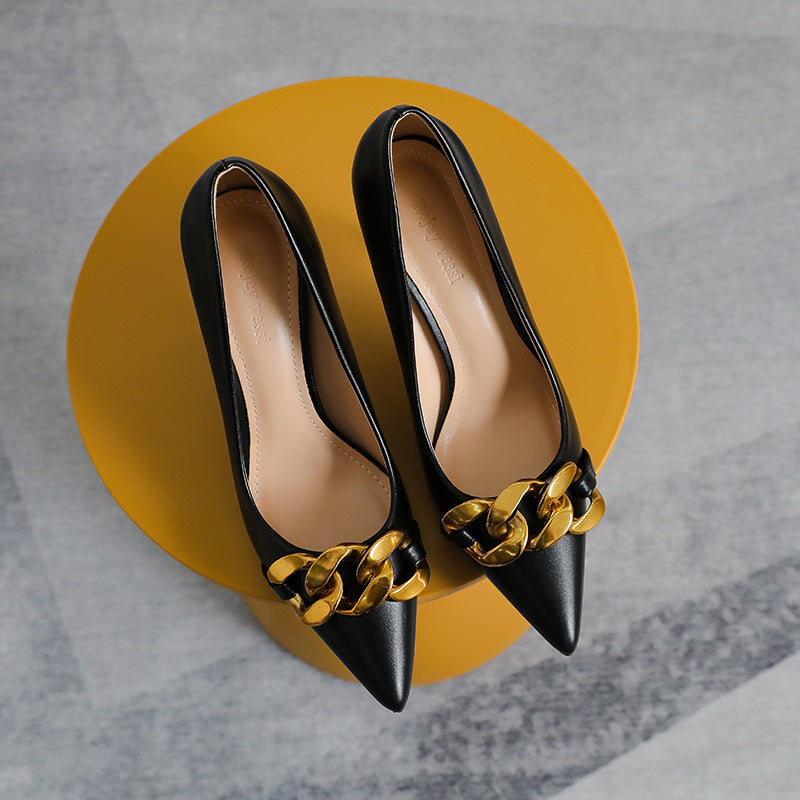 Stilettos mit Metallbremse, spitzer Zeh, flache Öffnung – Bild 5 | LuxeStyle