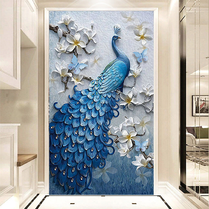 5D Diamond Painting: Pfau auf blauer Veranda – Bild 5 | LuxeStyle