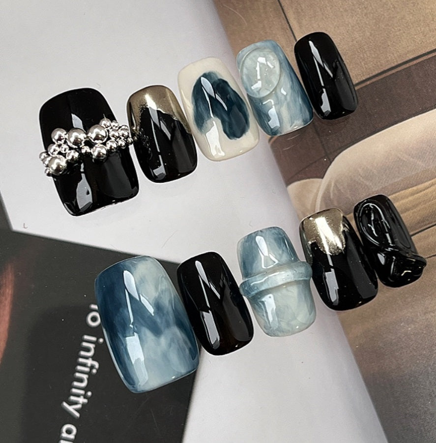 Black Glacier Design-Nägel zum Aufkleben – Bild 8 | LuxeStyle