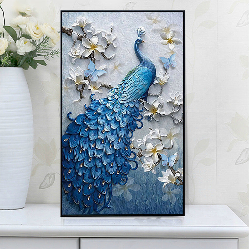 5D Diamond Painting: Pfau auf blauer Veranda – Bild 4 | LuxeStyle