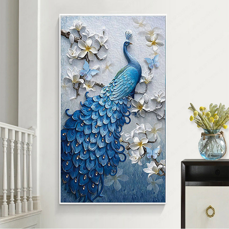 5D Diamond Painting: Pfau auf blauer Veranda – Bild 6 | LuxeStyle